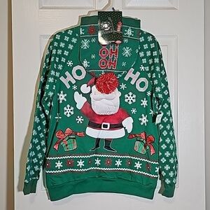 Rudolph Santa Ho Ho Ho Ugly Christmas Sweatshirt & Hat Set Size S NWT